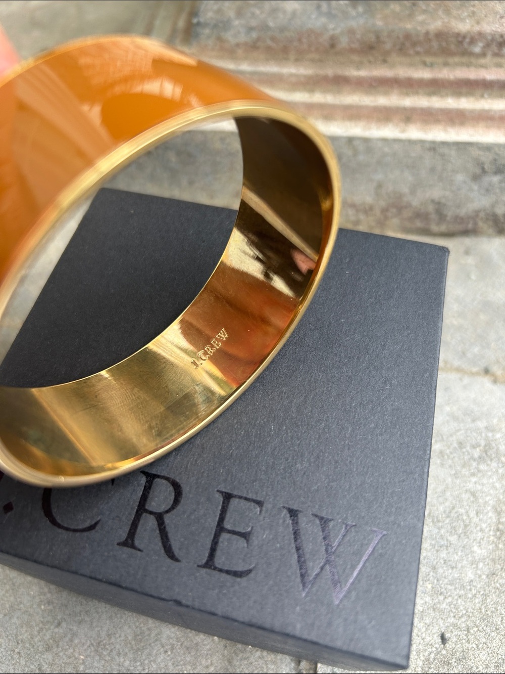J. Crew Glossy Toffee Enamel Wide Cuff Bracelet - Picture 2 of 4